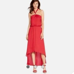 WHITE HOUSE BLACK MARKET SIZE 8 WOMEN HALTER BLOUSON HIGH-LOW DRESS